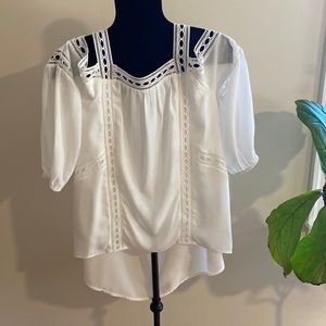 Blue Pepper Lace Off-Shoulder Top